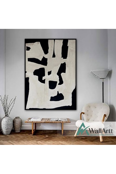 Abstract Black Maze II Textured Partial Oil Painting