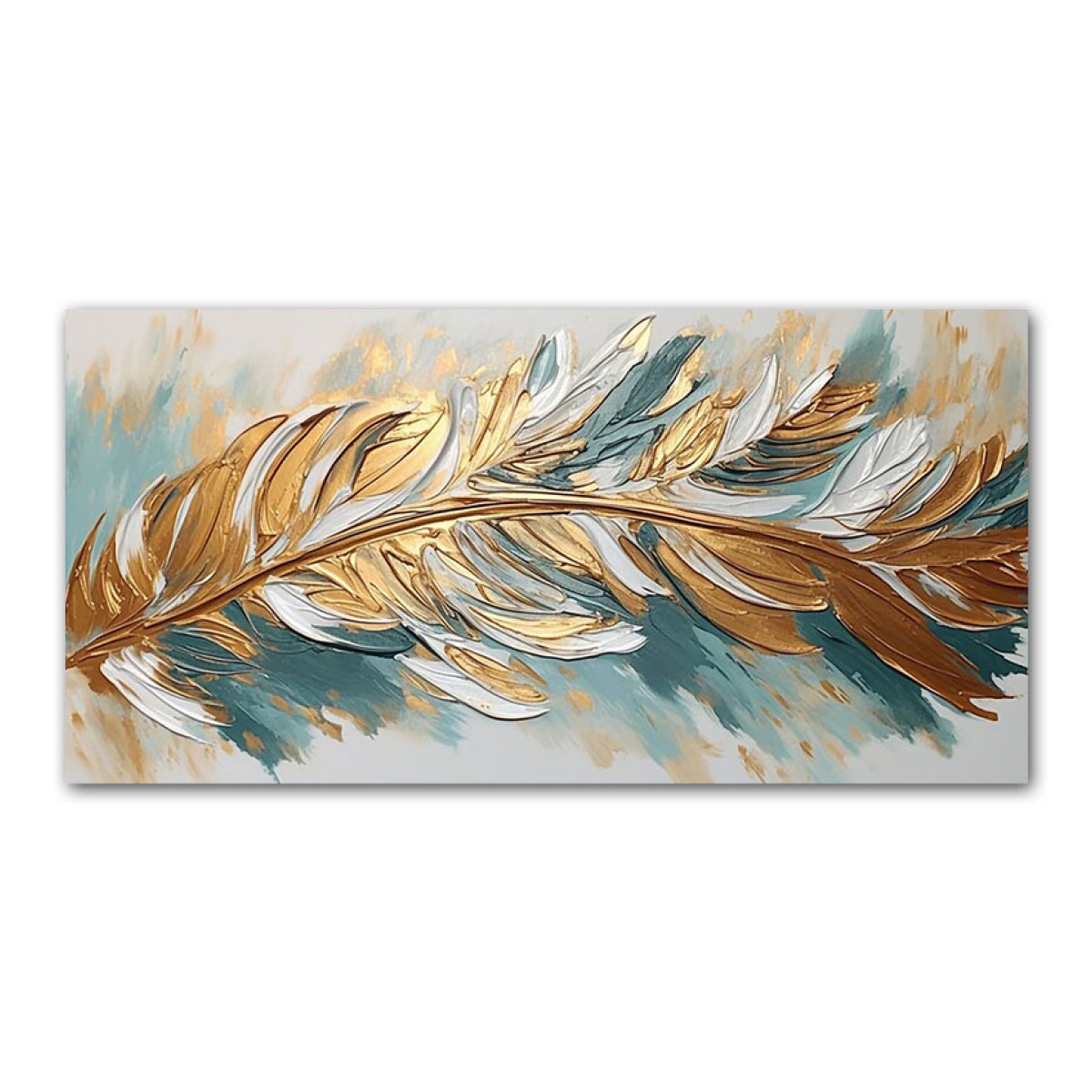 Gold Feather 3d Heavy Textured Partial Oil Painting