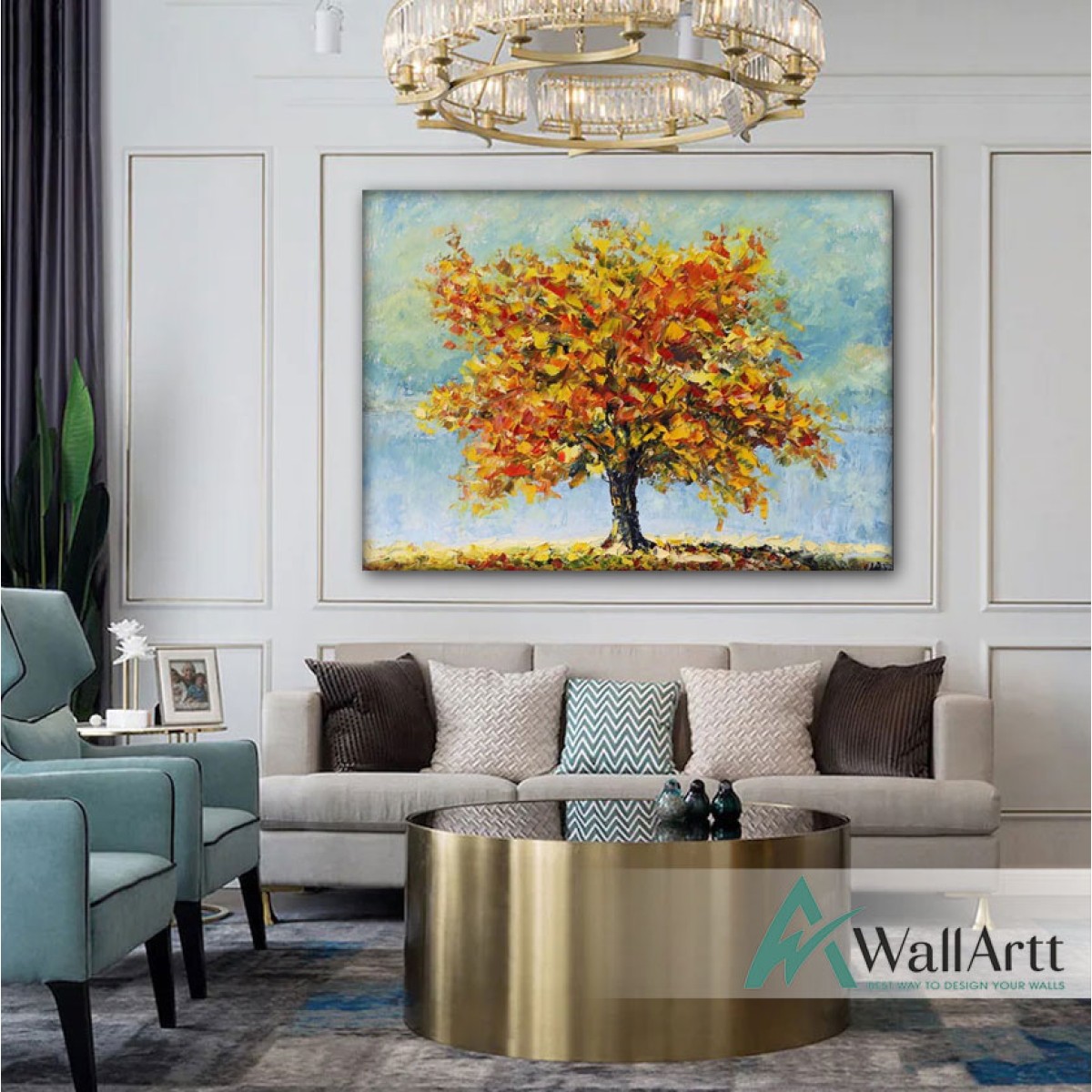 Autumn Tree Textured Partial Oil Painting