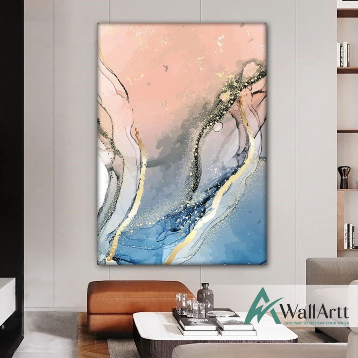 Pink Marble Textured Partial Oil Painting