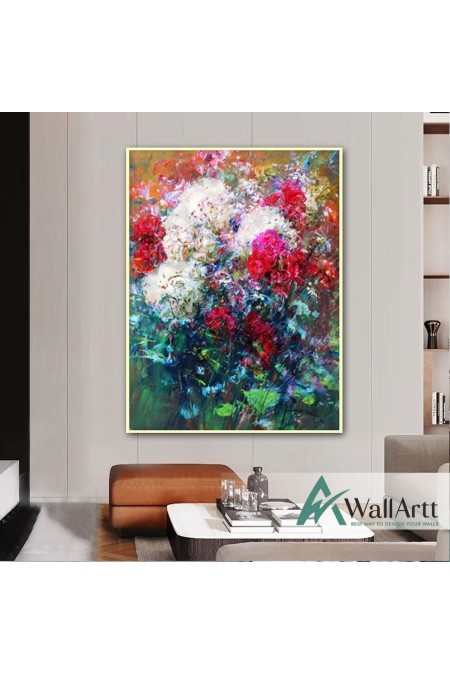 Colorful Flower Bouquet Textured Partial Oil Painting
