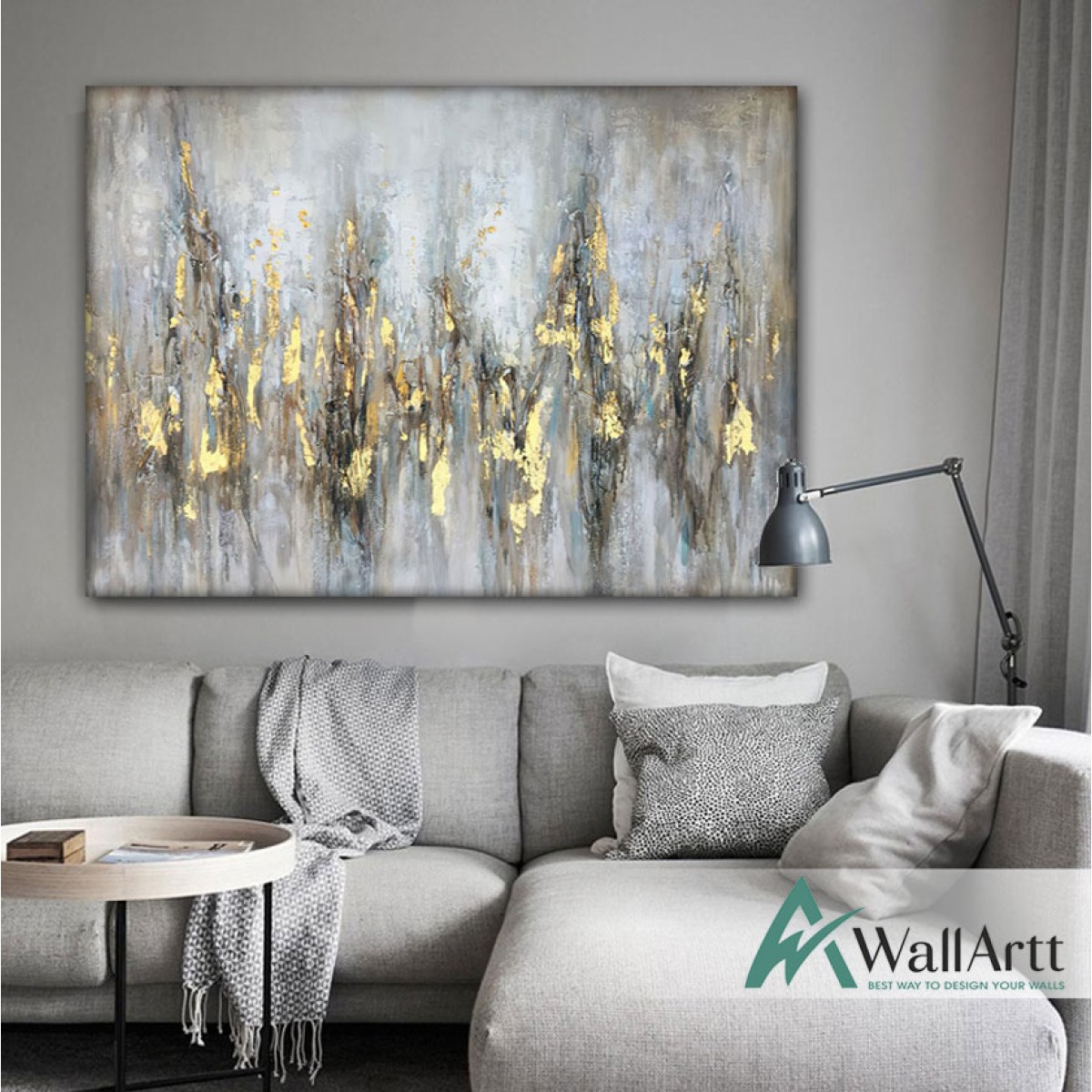 Gold Hills Abstract Textured Partial Oil Painting