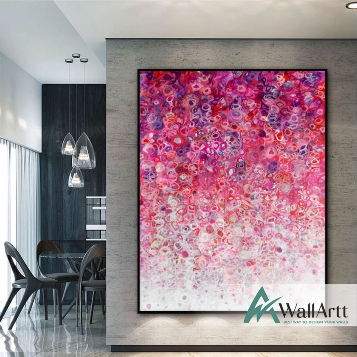 Pink Abstract Textured Partial Oil Painting