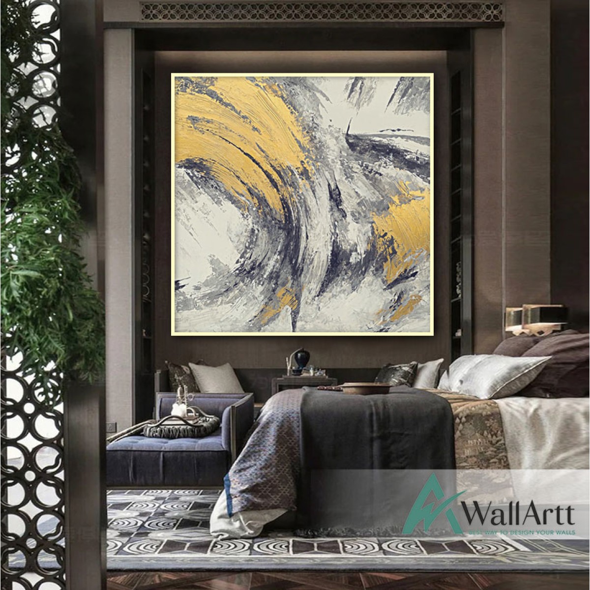 Abstract Waves Textured Partial Oil Painting