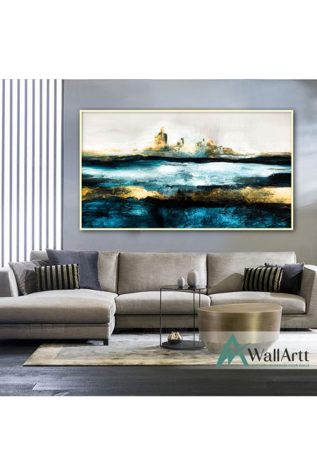 Blue Sea Abstract Textured Partial Oil Painting