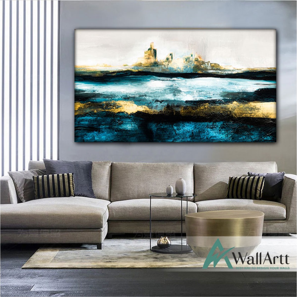 Blue Sea Abstract Textured Partial Oil Painting