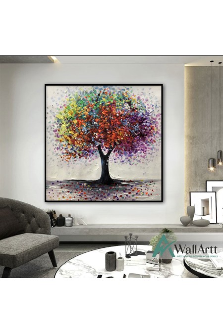 Abstract Colorful Tree Textured Partial Oil Painting