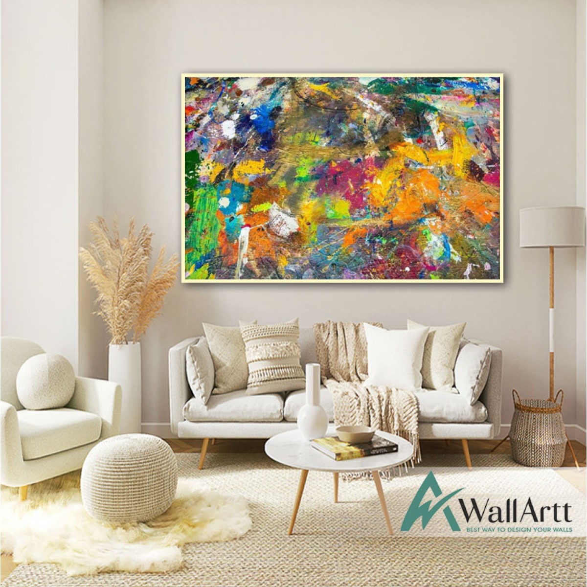 MultiColor Abstact Textured Partial Oil Painting