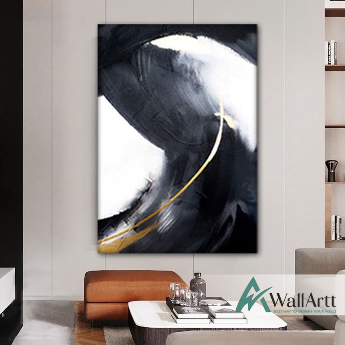Gold Black n White II Textured Partial Oil Painting