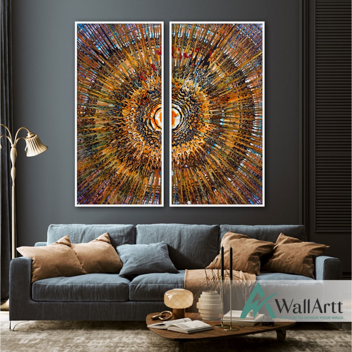 Abstract Sun 2 Piece Textured Partial Oil Painting