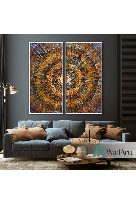 Abstract Sun 2 Piece Textured Partial Oil Painting