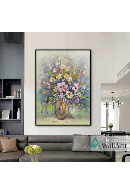 Flowers in Vaze Abstact Textured Partial Oil Painting