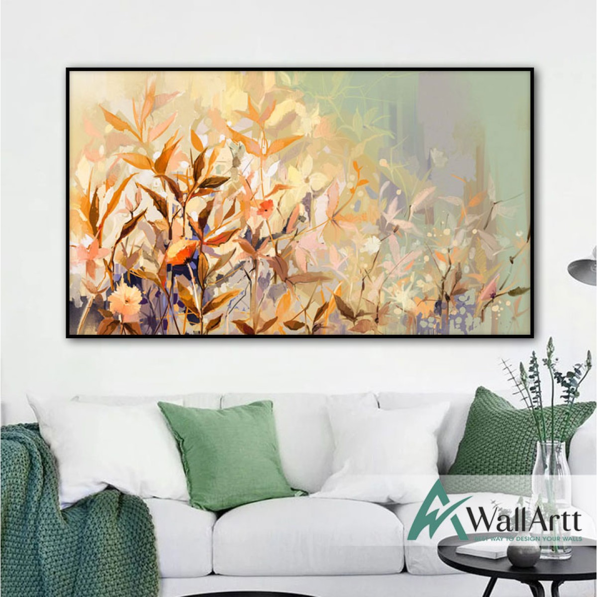 Orange Leaves Abstract Textured Partial Oil Painting