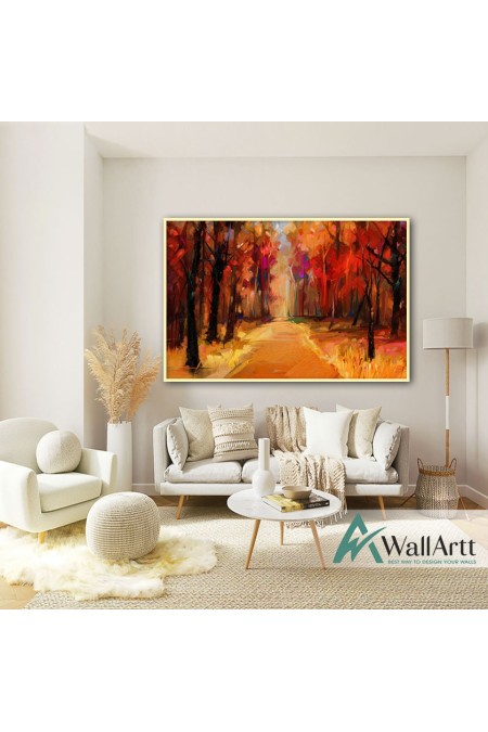 Abstract Forest Path Textured Partial Oil Painting