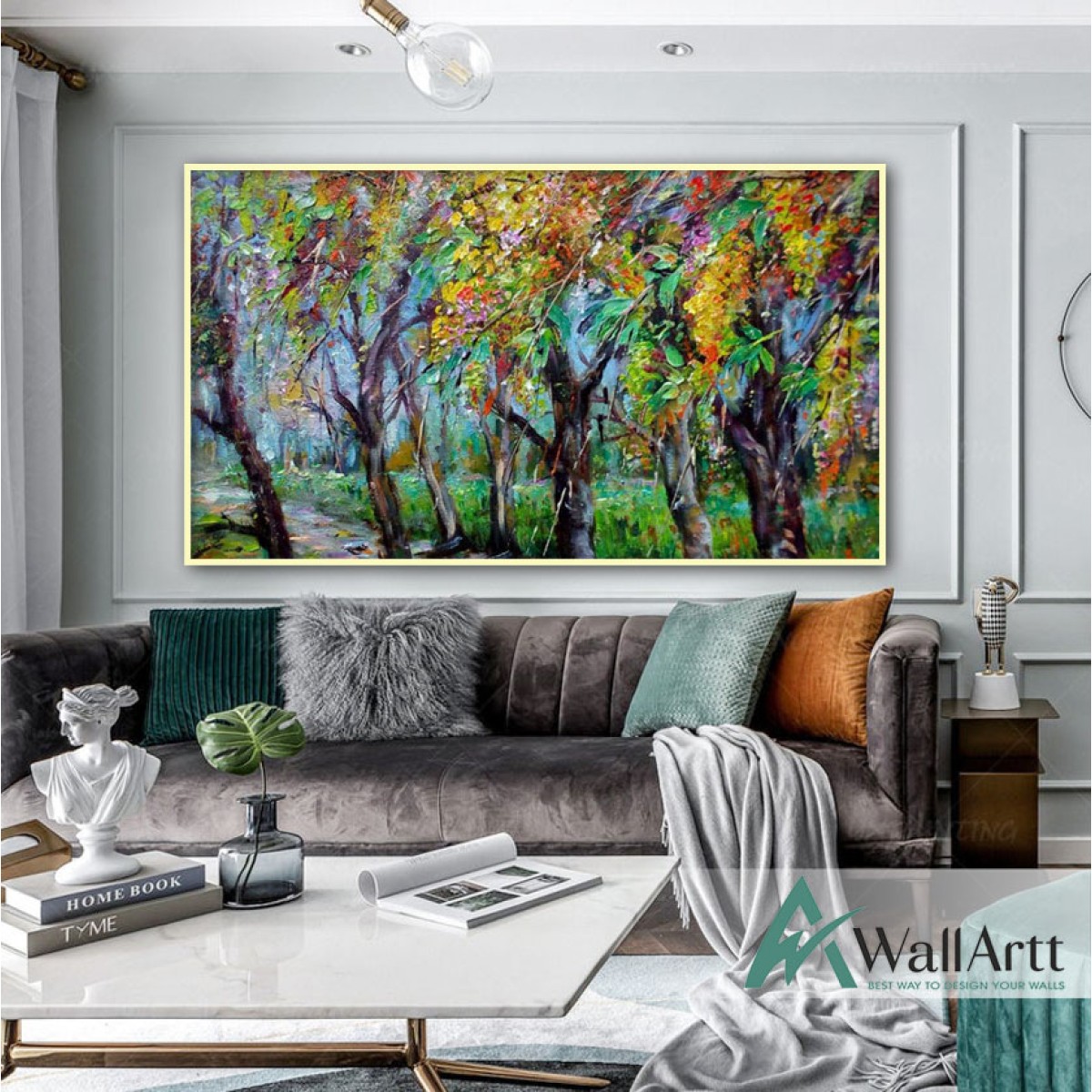 Colorful Tree Branches Abstract Textured Partial Oil Painting