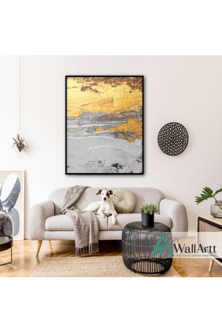 Abstract Golden Clouds Textured Partial Oil Painting
