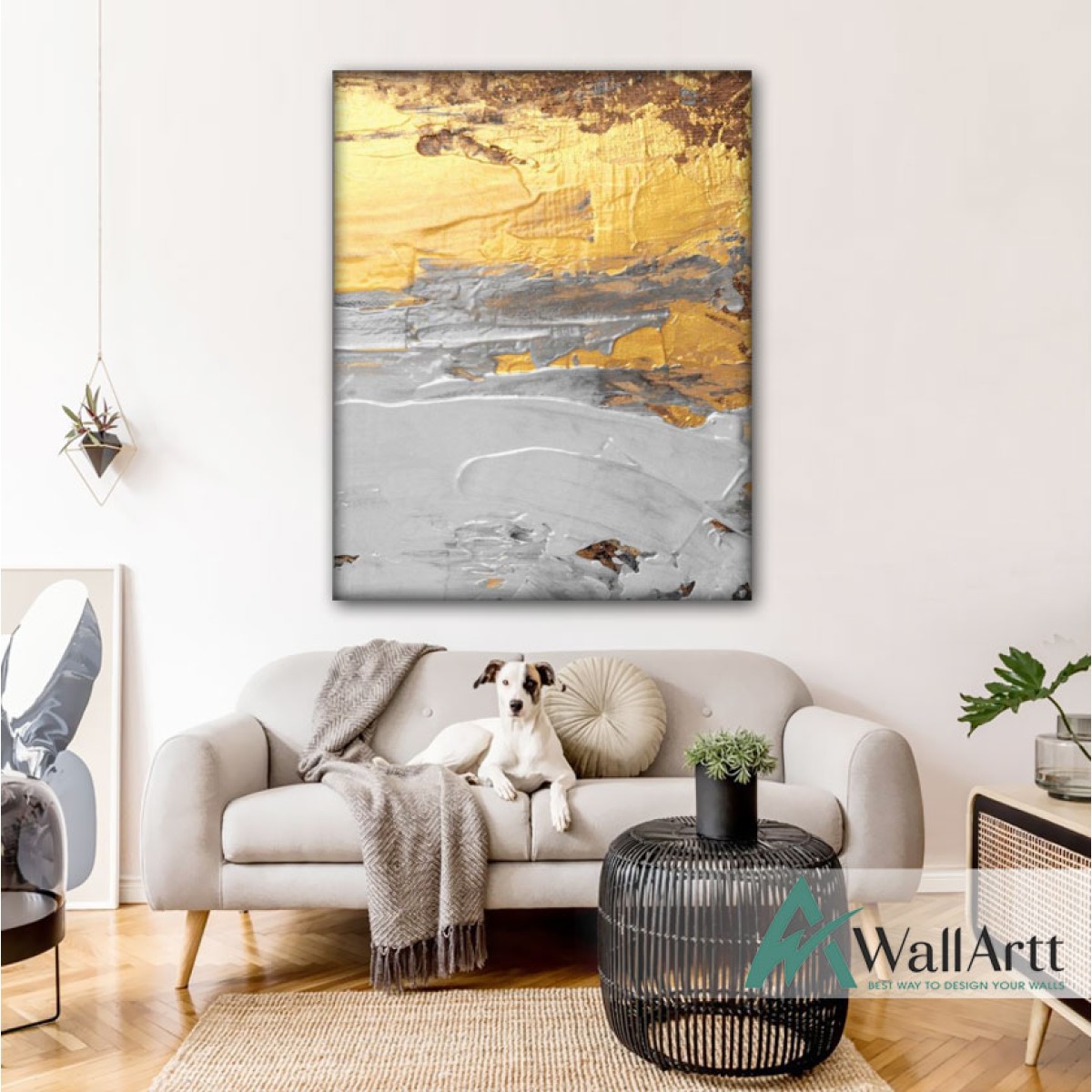Abstract Golden Clouds Textured Partial Oil Painting