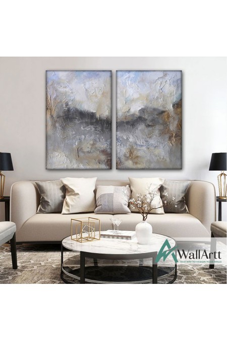 Blue Brown Wall Effect Textured Partial Oil Painting