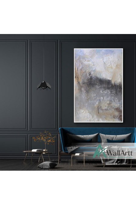 Blue Brown Wall Effect I Textured Partial Oil Painting