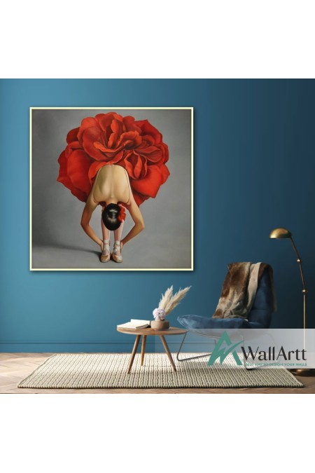 Red Ballerina Textured Partial Oil Painting