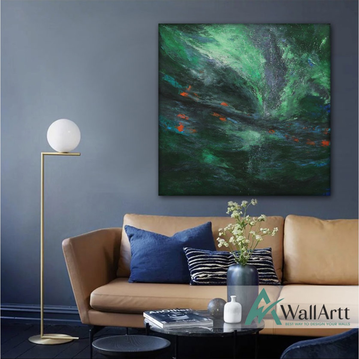 Green Depth Textured Partial Oil Painting