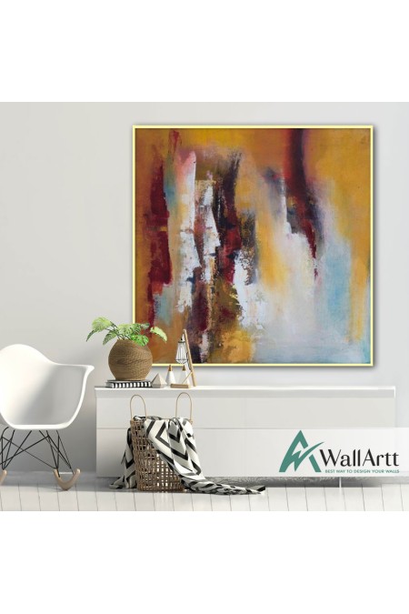 Abstract Orange Textured Partial Oil Painting