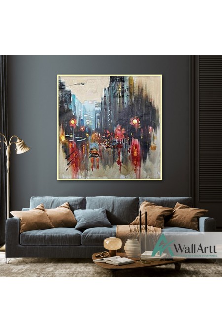 City Life Textured Partial Oil Painting