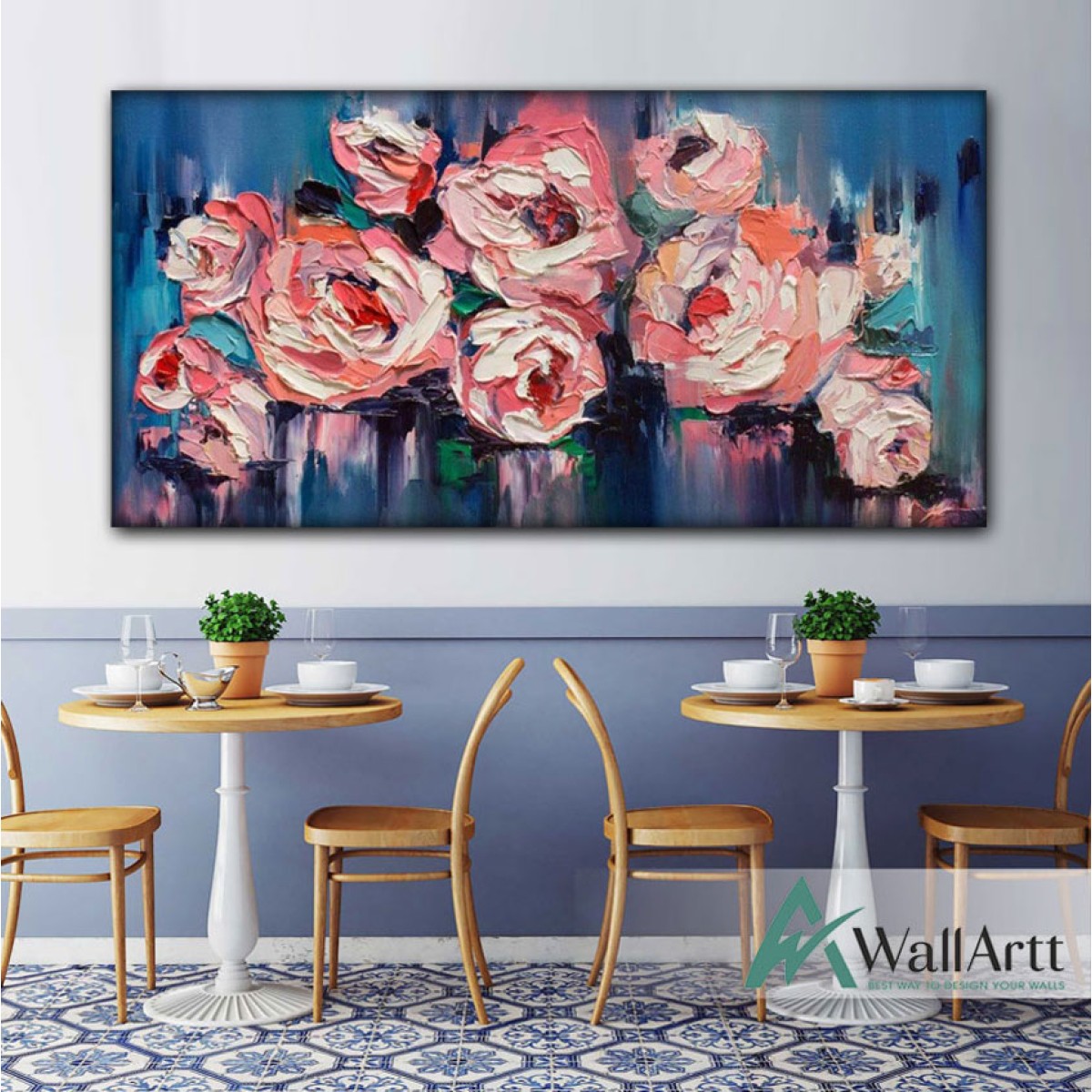 Bunch of Roses 3D Heavy Textured Partial oil Painting 