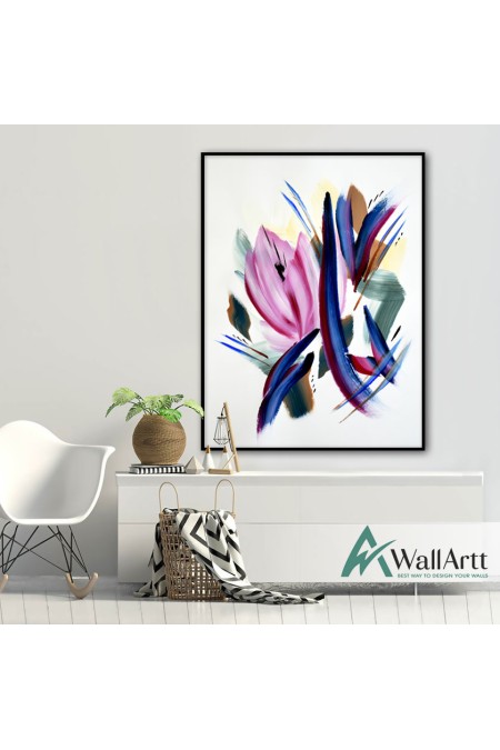 Abstract Minimal Flower II Textured Partial Oil Painting
