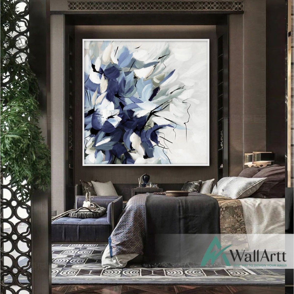 Abstract Flower Bouquet I Textured Partial Oil Painting