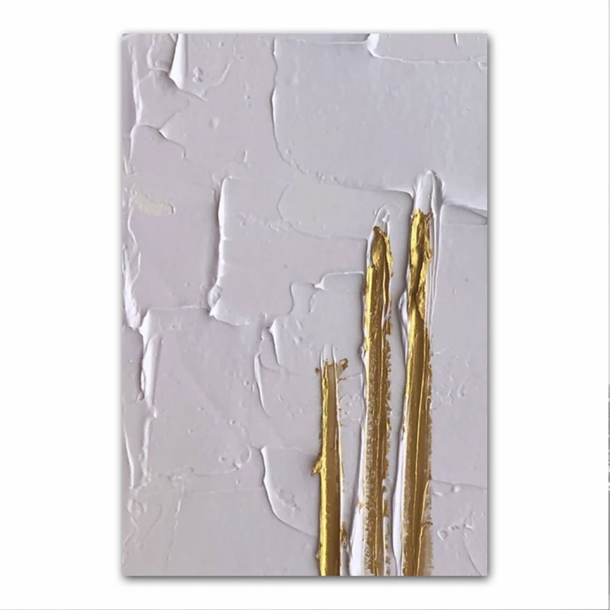 Gold on White Abstract 3d Heavy Textured Partial Oil Painting