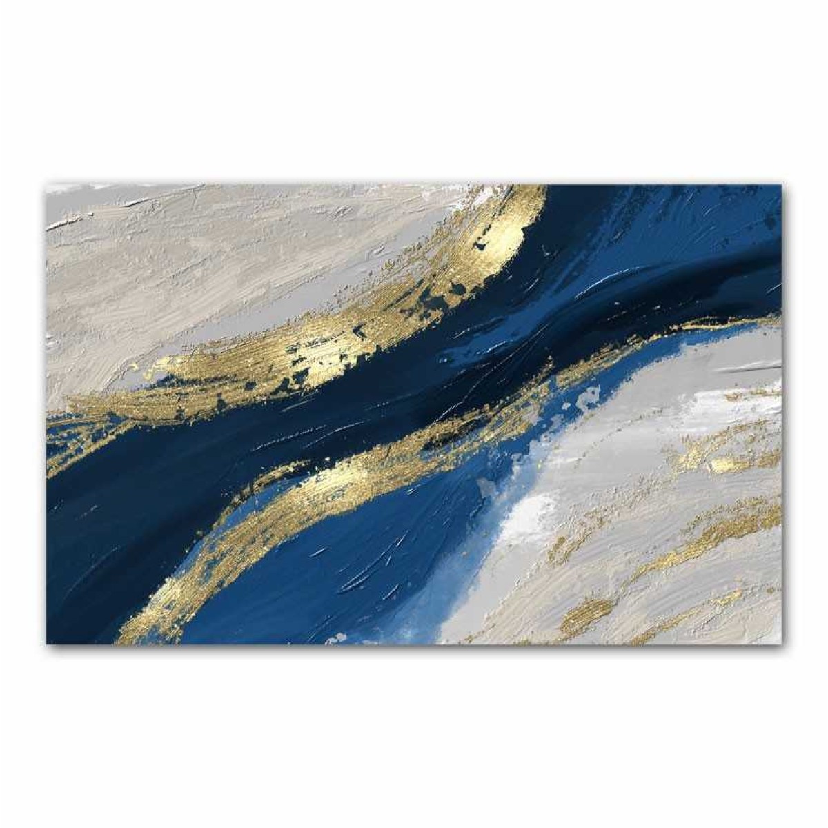 Gold Blue Abstract Textured Partial Oil Painting