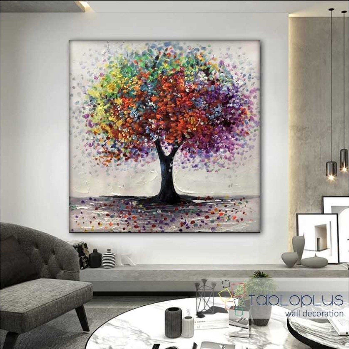 Abstract Colorful Tree Textured Partial Oil Painting