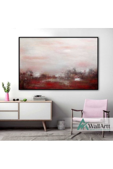 Abstract Red Reflections Textured Partial Oil Painting