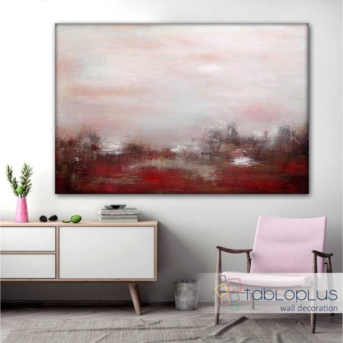 Abstract Red Reflections Textured Partial Oil Painting