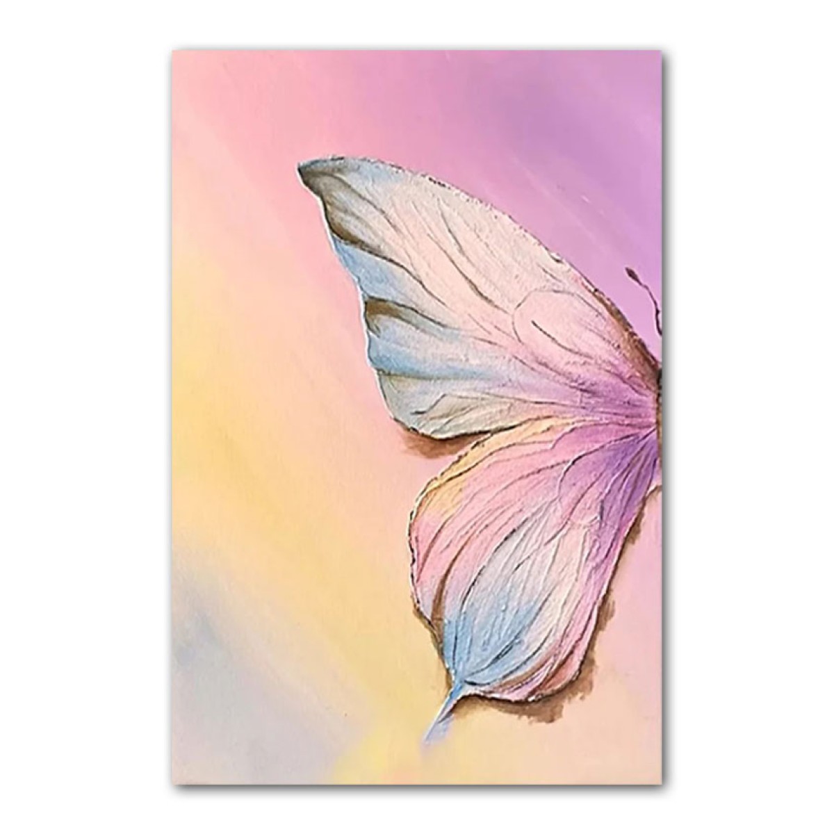 Abstract Pink Butterfly Wing 3d Heavy Textured Partial Oil Painting