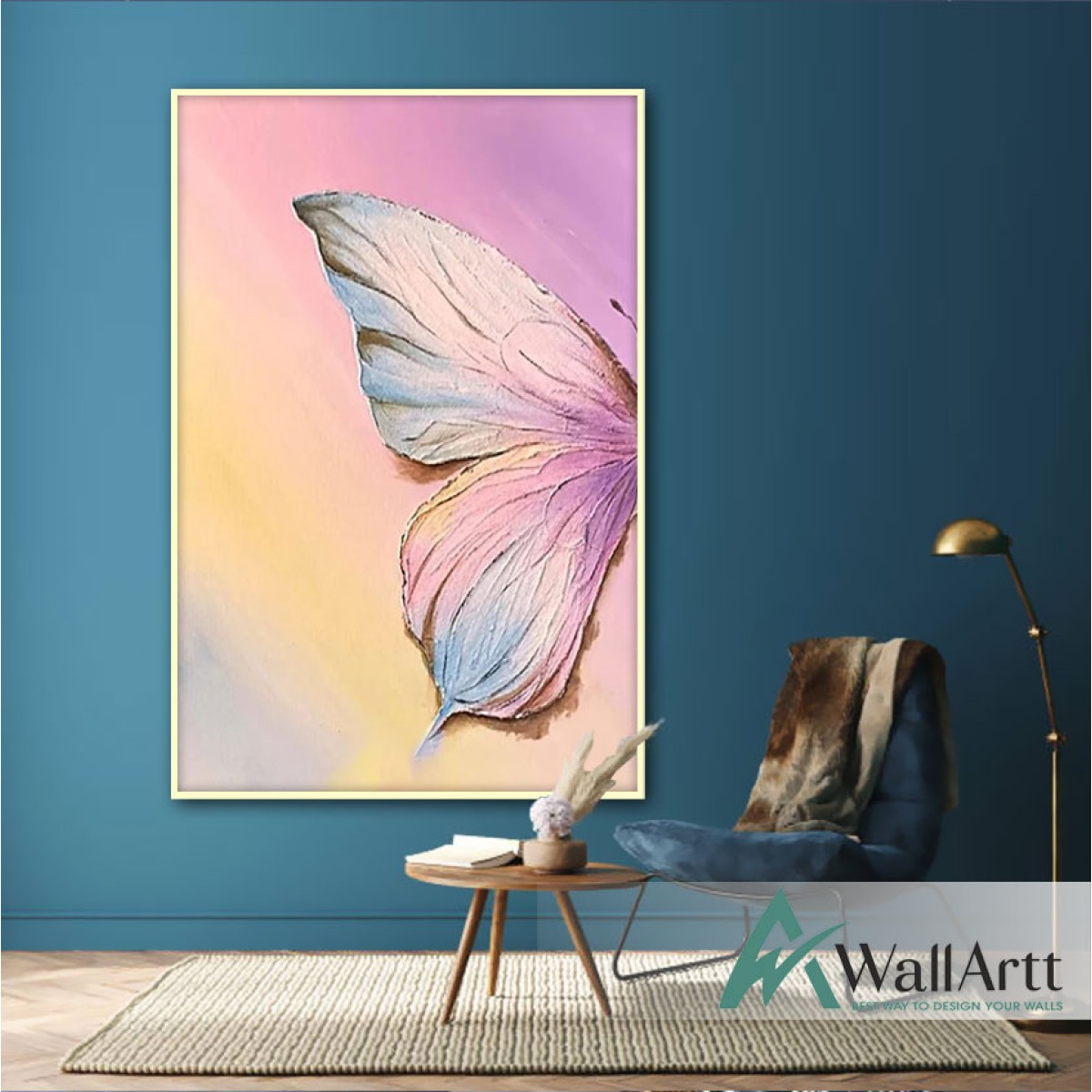 Abstract Pink Butterfly Wing 3d Heavy Textured Partial Oil Painting